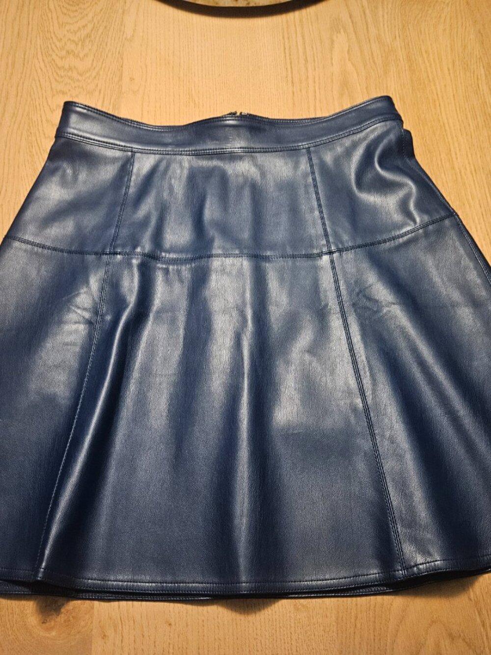 Ann Taylor Petite Faux Leather Flare Skirt | Dark Teal | Size 10P